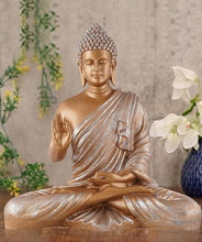 THE DECORATOR Enlightment Blessing Buddha Statue (White & Golden)