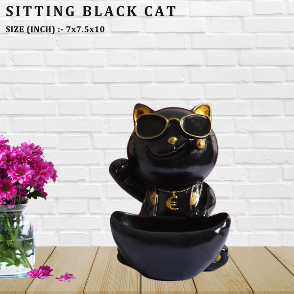 Black Cat Garden Door Resin Ornaments Necklace Skull Accessories Invisible Death Cat Figurines Halloween Crafts Home Decoration