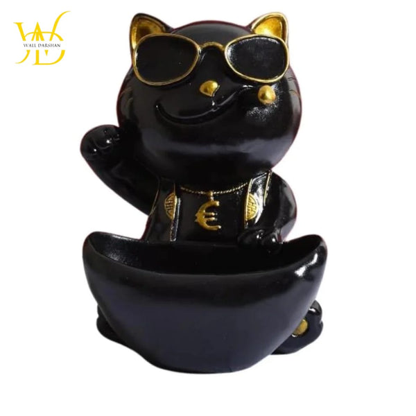 Black Cat Garden Door Resin Ornaments Necklace Skull Accessories Invisible Death Cat Figurines Halloween Crafts Home Decoration