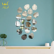 Acrylic Leaves Mirror Stickers For Wall Pack Of 12 pieces Mirror Size (6x5)inches Each