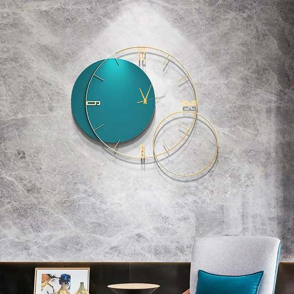 Creative blue metal wall clock