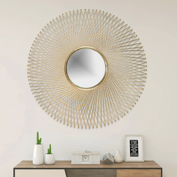 Golden Wire Metal Wall Mirror