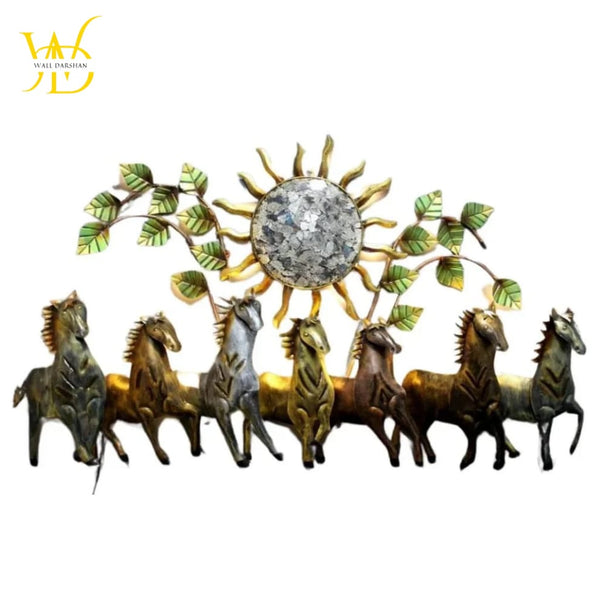 Wall Darshan 7 Horses With Sun Wall Art